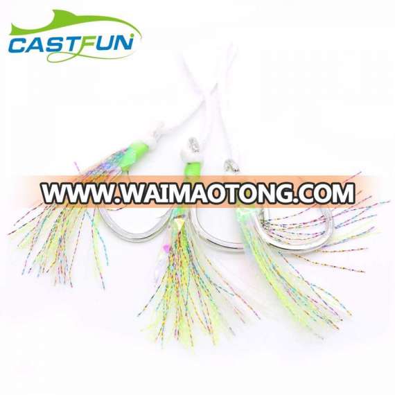 Wholesale Jigging Hook With Feather High Carbon Steel Assist Hook